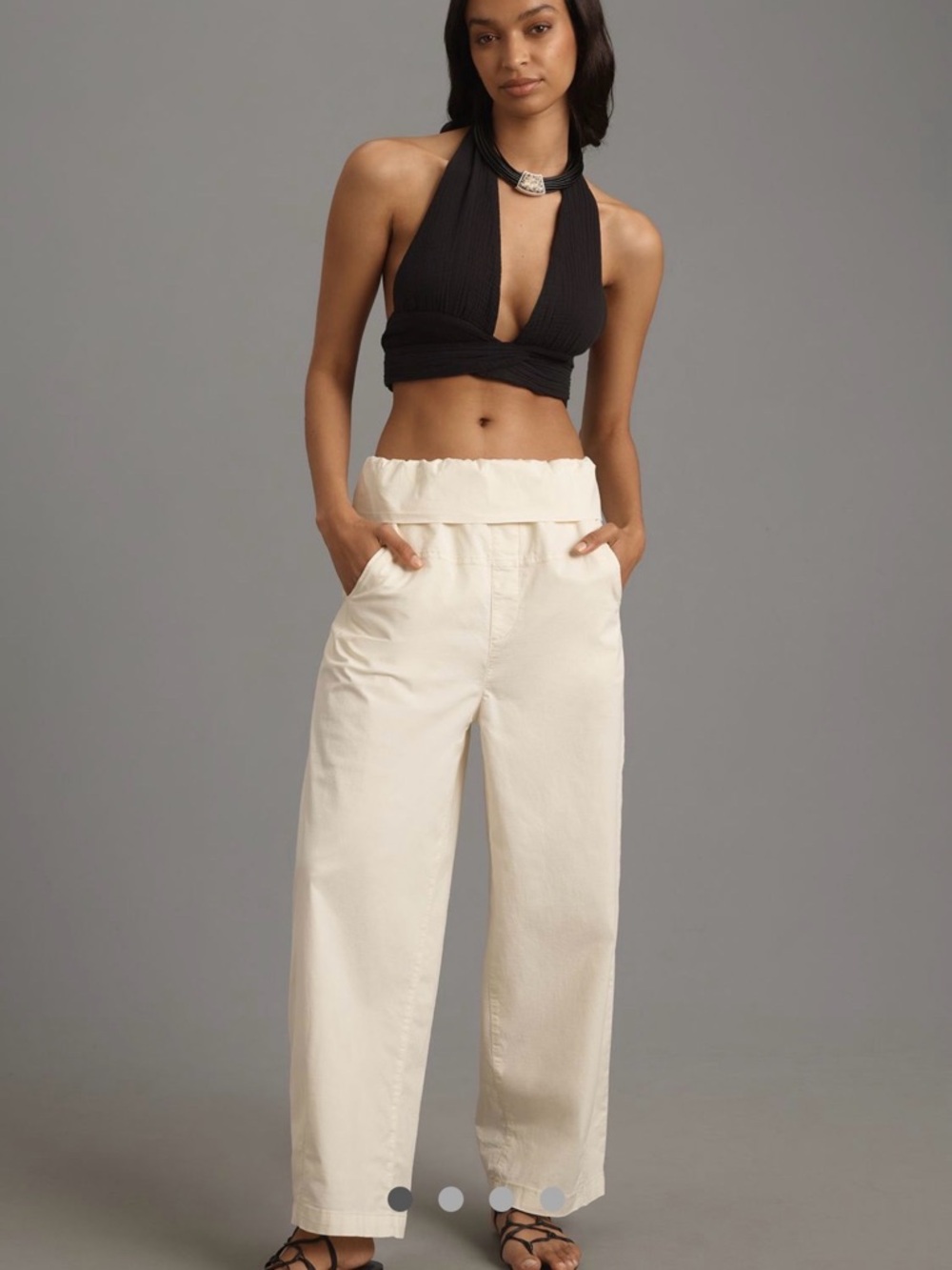 Pilcro Foldover Bowed Belted Wide Leg Pants